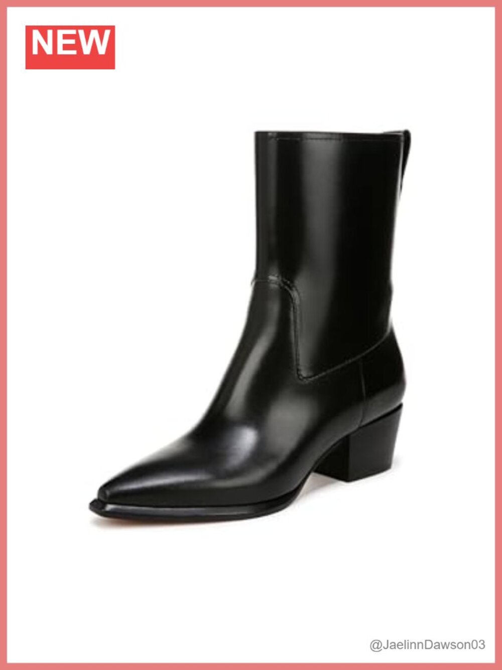 Western-Inspired Ankle Bootie with Block Heel Leather